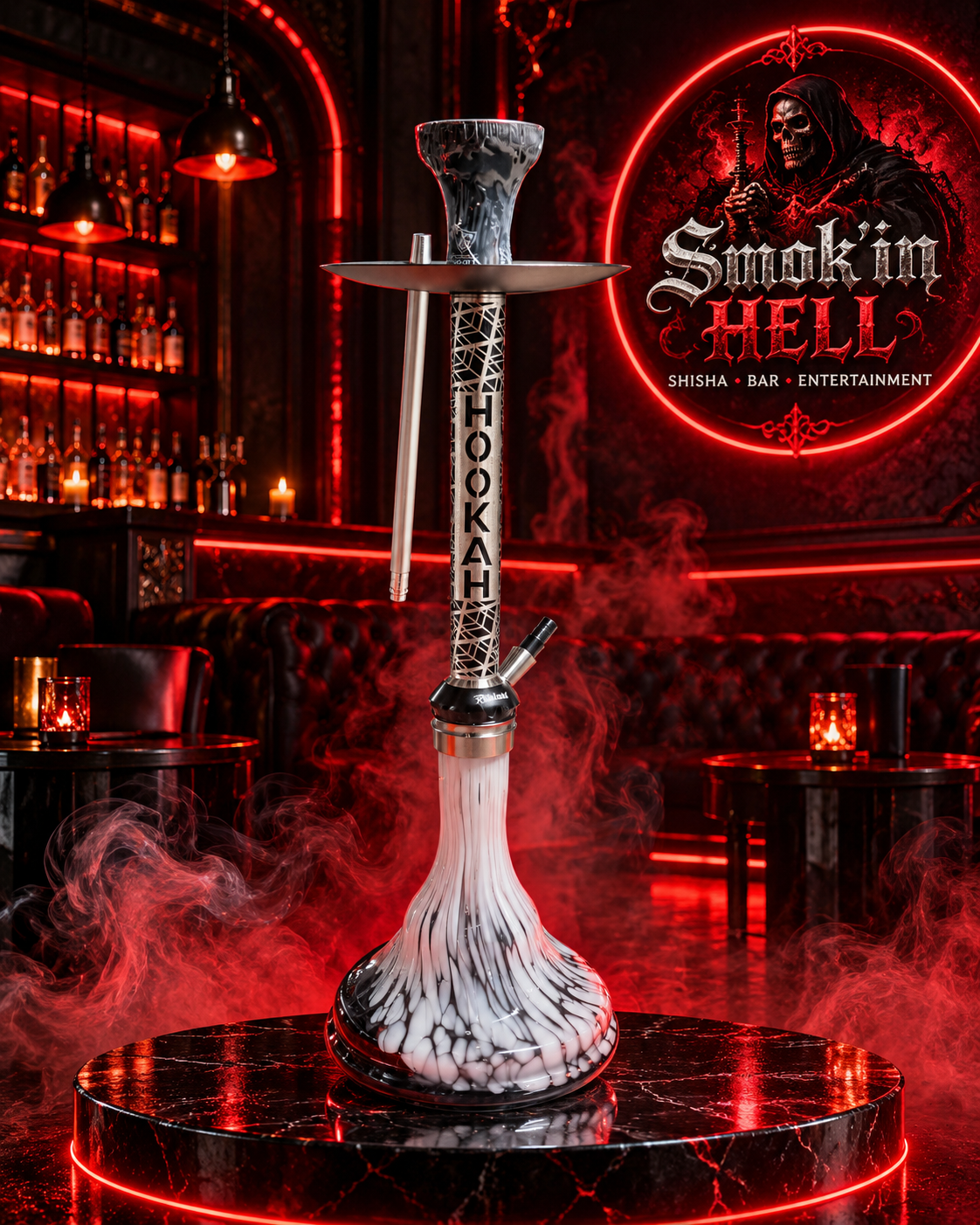 White marble Smok'in Hell hookah